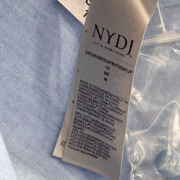 NYDJ Womens Blue chambray Short Sleeve Tie-Front camp shirt Blouse size 1X new - Picture 4 of 12